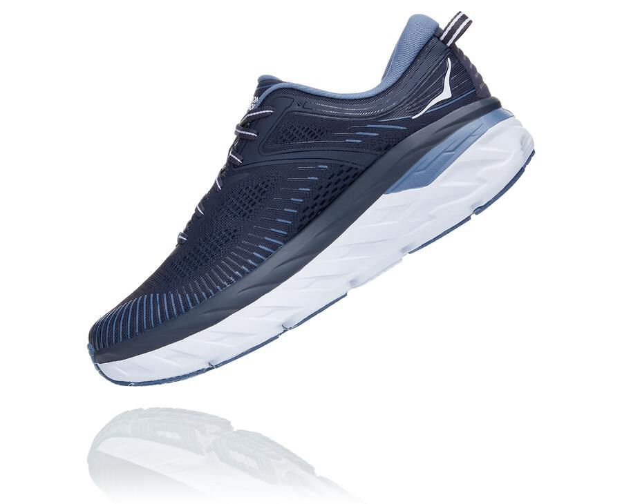 Hoka One One Running Shoes Mens Navy - Bondi 7 - 93207ZTGY